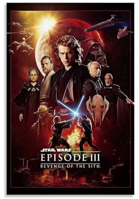 Star Wars Episode III – Die Rache der SithClassic Filmposter, Horror-Serie, romantische Liebe, Poster, Dekoration, Wandkunst, Leinwand, klassisches Poster, ästhetische Dekoration, 20 x 30 cm,