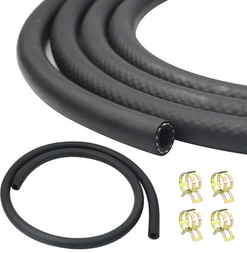 YFLeomry Ø 8 mm Kraftstoffschlauch Kit 1 Meter Benzinschlauch mit 4 Stücke Schlauchschellen Dieselschlauch für Rasenmäher, Auto, Traktor, Kleine Motoren