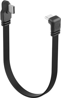 YACSEJAO 90 Degree USB C to USB C Cable,Right Angle USB Type C 2.0 Flat Data Cable 15cm/0.5ft Type C Male to Male Charging Short Cord for Phones, Laptop, Car Chargers (Side to Right Angle)