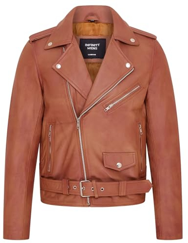 Mens Vintage Retro Brando Quilted Leather Biker Motorcycle Jacket