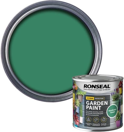 AOC24 Garden Fence Paint 250ml – Multi-Surface Exterior Paint for Wood, Brick, Metal, Stone & Terracotta – Waterproof, Resists Fading, Matt Finish for Sheds, Fences, Garden Furniture Rainforest Green