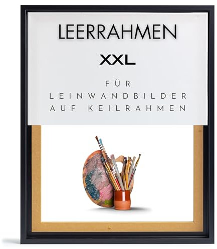 NB Akzent Schattenfugenrahmen XXL 120x150 cm - Schwarz – Leerrahmen mit Tiefeneffekt aus MDF Holz in zerlegter Form – für Leinwandbilder auf Keilrahmen
