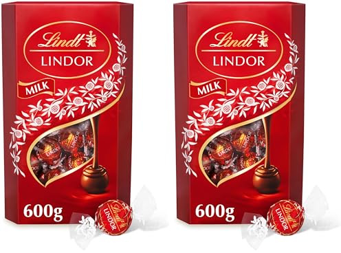 Lindt Lindor Milk Chocolate Truffles Box Extra Large - Approx 48 balls, 600g - Chocolate Truffles with a Smooth Melting Filling - Gift Present or Sharing Box - Easter, Birthday, Congratulations
