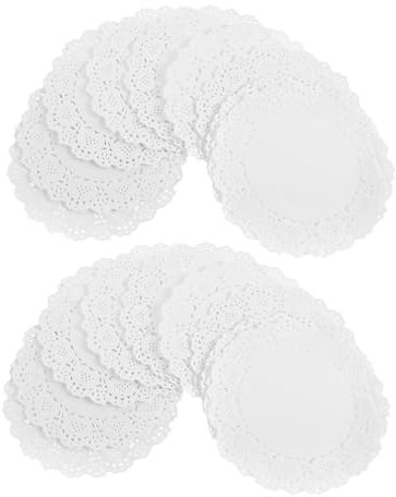FUNNETOYU 150pièces Napperons Papier Dentelle Ronds Sous-verres Jetables Papier Pour Gâteaux Desserts Et Décorations De Table Pour Mariages Et Anniversaires