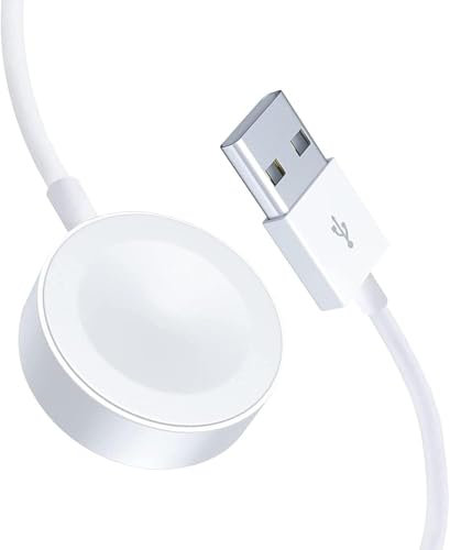 2025 Dernière i-Watch Chargeur USB-A Câble, 【MFi-Certifié】 Inductif Magnétique Station (1m/3.3FT), Portable Cable Rapide Charge, Compatible avec Watch Series 9/8/7/6/SE/5/4/3/2/1, Ultra 2/1-Blanc