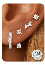 Dochais Ohrringe Silber 925 Stecker für Damen 14K Gold Vergoldet Ohrstecker Creolen Ohrringe Set Hypoallergen Ohrring Piercing Ohr Schmuck Gold Vergoldet