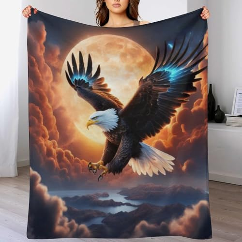 Adler Decke Wohndecke Warm & Kuschelig, Überwurf Ideal Für Draußen, Camping, Couch, Bett, Reisen – Wolldecke 180×200cm