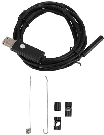 Endoscope Camera with 6 Adjustable LED Lights Semi Rigid Cable 360° Rotatable IP67 Water Resistant USB Inspection Camera for Phone Tablet (Black 2m / 6.6ft Hardwire)