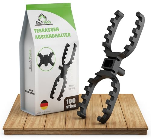 Deck Tools® Abstandhalter Terrassendielen - 4 mm offen geriffelt, 100 St. | Terrassenbau Distanzhalter für gleichmäßige Fugen & Hinterlüftung - Kunststoff-Distanzstück für Holzterrassen & WPC