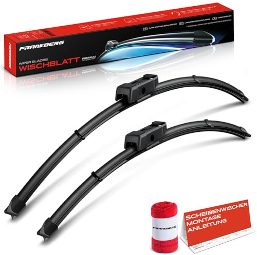 Frankberg 2x Scheibenwischer Wischerblätter 650mm/525mm, Vorne | Kompatibel mit Model X 5YJX; inkl. Verschleißanzeiger und Reinigungstuch
