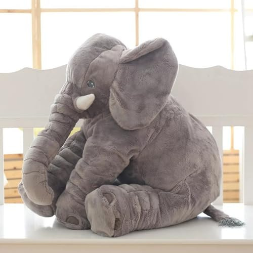 Elefant Plüschtier in 3 Größen (40/60/80cm), Süßes Kuscheltier aus weichem Kristall-Plüsch, XXL Elefantenkissen als Einschlafhilfe & Deko für Baby & Kinder, Ideales Geburtsgeschenk (Grau,60cm)