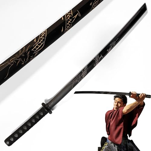 Bokken in legno con drago - Spada giapponese da allenamento 98 cm - Bokuto per arti marziali, leggero e resistente