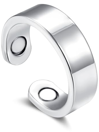 Zolkamery Vital Ring, 2026 Neu Silber Magnetring für Damen, Anti Anxiety Ring mit Magnete, Einfach/Blume/Herz/Wellen Verstellbar Vitalring für Besseren Schlaf, Magnet Ring zur Gewichtsabnahme