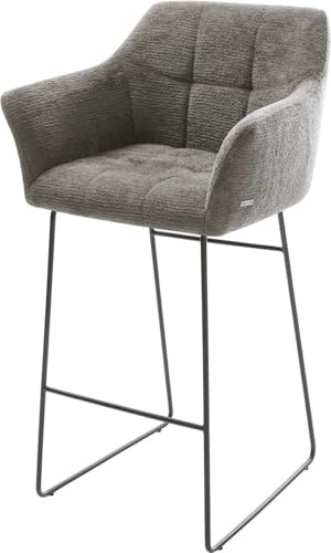 DELIFE Barstuhl Yulo-Flex Kufengestell Metall Schwarz Bouclé Soft Schlamm