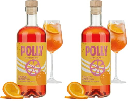 POLLY Italian Aperitf | Alkoholfreier Aperitif mit Orange & Enzian | Preisgekrönt | ohne künstliche Aromen, vegan, glutenfrei | perfekte Basis für alkoholfreien Spritz & Cocktails (Packung mit 2)