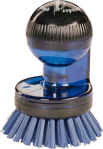 haug bürste - Knopfbürsten/Spül- und Topfbürste - mit Spülmittelspender - Material: Nylon - Größe: L 65 x B 45 x H 90 mm - Farbe: Transparent Blau - Made in Germany