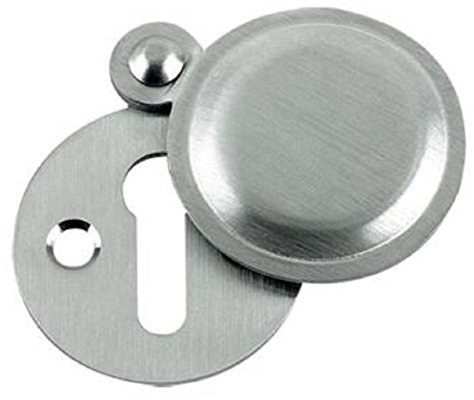 Carlisle Brass Victorian Standard Profile Keyhole CLOSED Covered Lock Swing Cover Plate Escutcheon 32mm + Screws (Satin Chrome)