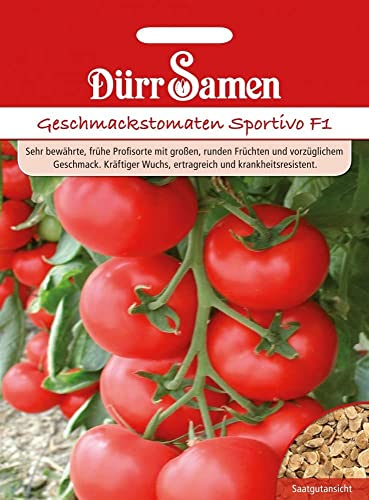 Geschmackstomaten Samen Sportivo F1 Tomaten Samen Tomatensamen Frühe Sorte ca 10 Korn Saatgut Garten Hochbeet Kübel Dürr Samen