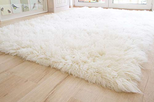 Steffensmeier Flokati 1500 Teppich Natur Kult Shaggy Teppich Hochflor Langflor neu Neuseeland 100% Schurwolle, Größe: 195 cm rund