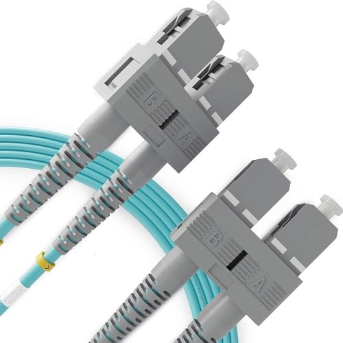 BEYONDTECH Cavo Fibra Ottica SC a SC OM3 Multimodale Duplex (20 Metri) - Cavo di Fibre Ottiche UPC/UPC - 50/125 (LSZH)