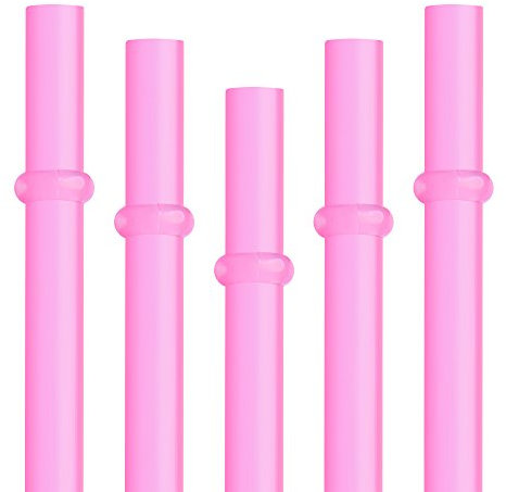 Dakoufish BPA Free 12 Piece 9 Inch Reusable Plastic Thick Drinking Straws for Mason Jar Yeti Rambler Plain Color（9inch，Rose）