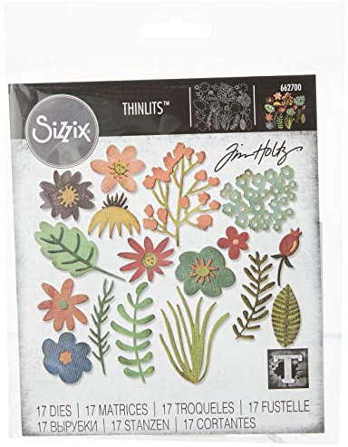 Sizzix Thinlits Stanzschablonen 662700, Tim Holtz, 17Stk, eine Größe, Stahl, Funky Floral#3, 19.1 x 14.4 x 0.4 cm