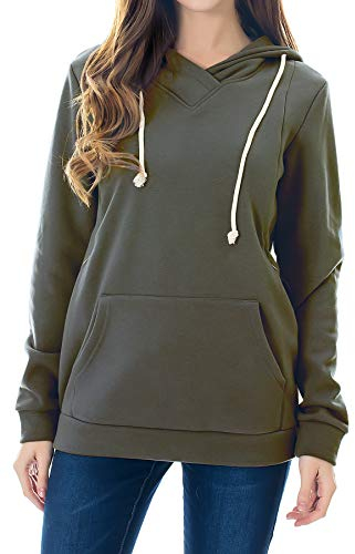 Smallshow Stillanzug Mutterschaft Fleece Stillpullover Stilloberteil Umstandsmode Hoodie Sweatshirt zum Stillen Army Green M