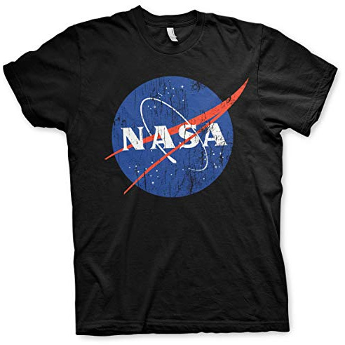 Nasa Licenza Ufficiale Washed Insignia Grande e Alto Uomo Maglietta (Nero), 3X-Large