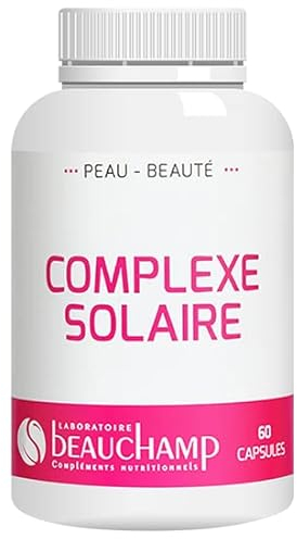 Laboratoire Beauchamp - Complément alimentaire COMPLEXE SOLAIRE - 60 capsules - β-carotène - Bronzage naturel - Entretien un teint hâlé - Prépare la peau au soleil - Développé en France