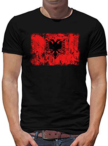 TShirt-People Albanien Vintage Flagge Fahne T-Shirt Herren 4XL Schwarz