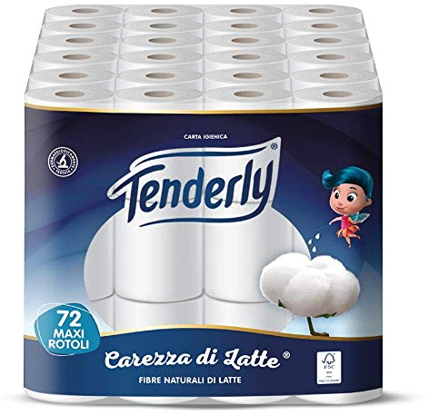 Tenderly Lot de 60 rouleaux de papier toilette caresse de lait