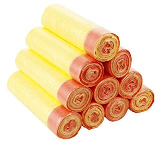 LKJHG Sac Poubelle avec poignée, capacité 15L, Sac Poubelle pour Poubelle, 150 Sacs, Sac Poubelle étanche et Durable, pour Cuisine Domestique, Jaune