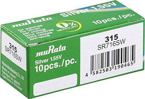 Murata SR716SW-PBWW - Pila de botón 315 (óxido de Plata, 23 mAh, 1,55 V, 10 Unidades)