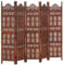 vidaXL Mangoholz Massiv Raumteiler 5-TLG. Handgeschnitzt Klappbar Trennwand Paravent Spanische Wand Umkleide Sichtschutz Braun 200x165cm