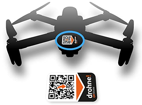 QRCode Aufkleber UAV-ID - Drohnen-Kennzeichen Namenschild, Kontaktdaten selbst per App hinterlegen, jederzeit per QR-Code abrufbar, ähnlich wie NFC (XXS, 18 Sticker)