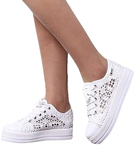 EGSDMNVSQ Sneaker Damen Low-Cut Flache Canvas Schuhe Atmungsaktive Stoffschuhe Elegante Frauen Schnürhalbschuhe Laufschuhe Outdoor Walkingschuhe Halbschuhe