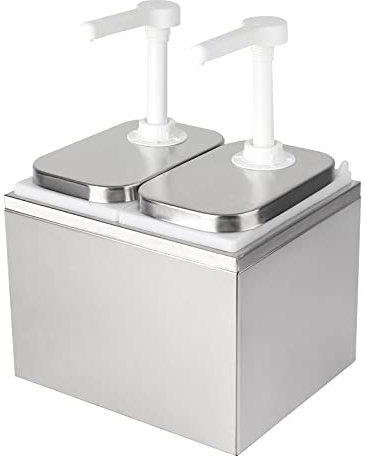 Manste 1Pack Stainless Steel Condiment Pump Station Condiment Pump Dispenser 4L Sauce Dispenser Pump for Salad Jam Seasoning Sauce (4L)