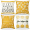 Dremisland Hello Sunshine Cushion Covers 18x18 Set of 4 Bloom Daisy Decorative Pillow Covers Farmhouse Sunflower Yellow Linen Pillowcases for Sofa Couch Indoor Outdoor Home Decor