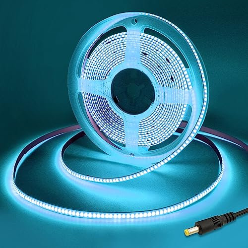 Yamlten DC 1m 12V COB LED Streifen Hellblau,ip20 Nicht wasserdicht 320LEDs LED Strip,flexibles LED Band für TV Hintergrundbeleuchtung,Schrank,Schlafzimmer.(Stromversorgung schließt aus)