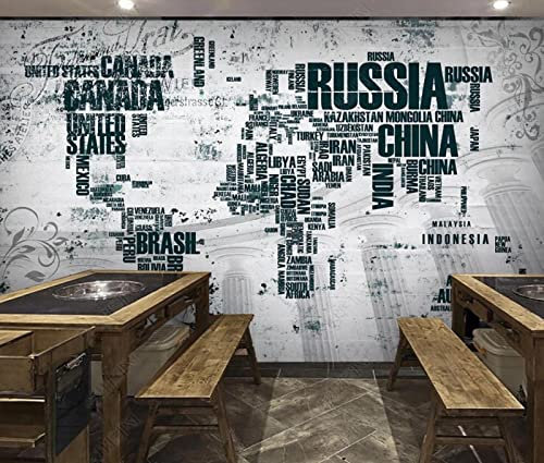 Fototapete 3D Tapete Englische Weltkarte Foto Tapeten Wand Tapeten Vliestapete Modern Wandbilder Wohnzimmer
