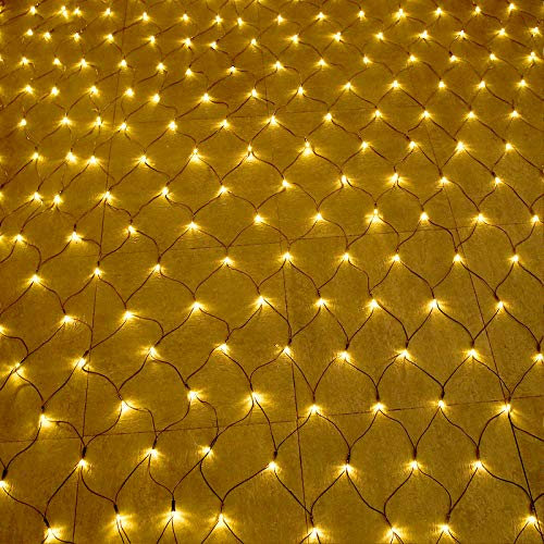 NAIZY LED Lichternetz 6x4m 480LEDs Lichterkettennetz Warmweiß Lichtervorhang mit 8 Modi Stecker Lichterkette Dunkelgrüne Lichtlinie Weihnachtsbeleuchtung Außen-Innen für Weihnachtsdeko Hochzeit Party