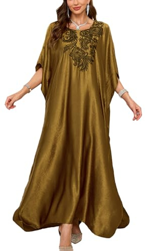 YOUKD Brodé Floral Loose Caftan Boho Beach Bikini Cover Up Robe Plus Size Robe pour Femme