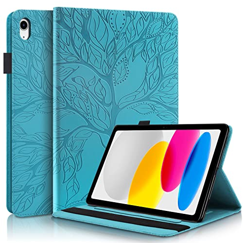 Succtopy Hülle iPad (A16) 11. Generation 11 Zoll 2025, iPad 10. Generation 10.9 Zoll 2022 PU Leder Schutzhülle mit Stifthalter Folio Flip Wallet Cover Case Hülle Blau