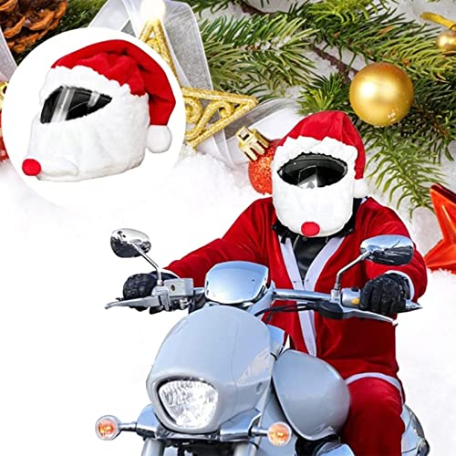 UVCMDUI Helmüberzug Motorrad, Weihnachten Weihnachtsmann Motorrad Helm Abdeckung, Lustiger Helm-überzug, Motorradhelm überzug Plüsch für Motorradhelm