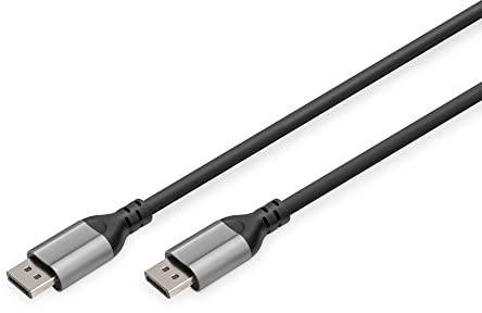 DIGITUS 8K/60Hz Câble de connexion Displayport - DP à DP - Displayport 1.4 - 4k/144Hz - 2 m - boîtier aluminium - Compatible avec moniteur, carte graphique de jeu - Noir