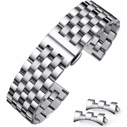 HEYOZURY Edelstahlarmband für Uhr,Metall Uhrenarmbänder Geeignet Ersatzband Armbänder für Damen&Herren,12mm 14mm 16mm 18mm 19mm 20mm 21mm 22mm Edelstahl Uhrenarmbänder