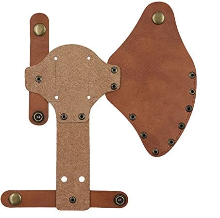 Leather Axe Cover, Hatchet Protective Case with Metal Snap Belt Loops for Camping Hiking Hunting Outdoors Work