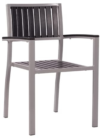 pemora Terrassenstuhl Gartenstuhl Timor in anthrazit mit Armlehnen Outdoorstuhl Metallstuhl Bistrostuhl