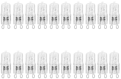 Energetic Lampe à Ampoule HalogèNe Durable RéSistante Aux Hautes TempéRatures pour Four G9 pour Ventilateurs de Fours de RéFrigéRateurs 40W 500℃ Ampoule à Broches 120V