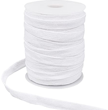 BENECREAT 27.34 Yards/25 m Weiße Flache Ersatz-Baumwollschnüre, 5/8 Zoll (15 mm) Breiter, Hohler, Weicher Kordelzug Mit Leerer Kunststoffspule, Für Bekleidungszubehör